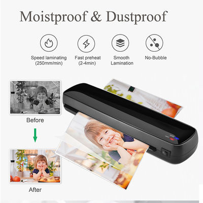 Siyah A3 Laminatör Makinesi 110V-220V Voltaj ve 236mm Laminasyon Genişliği