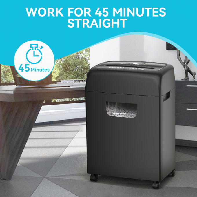 C281P Ağır Görevli Elektrikli Ofis Kırıcı 20L 18 Yaprak Çapraz Kesimli Kağıt Kırıcı Kartlar İçin P-4 Çekici Kutusuyla 2