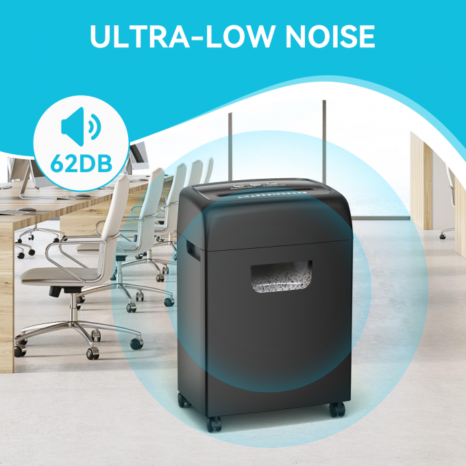 C281P Ağır Görevli Elektrikli Ofis Kırıcı 20L 18 Yaprak Çapraz Kesimli Kağıt Kırıcı Kartlar İçin P-4 Çekici Kutusuyla 4